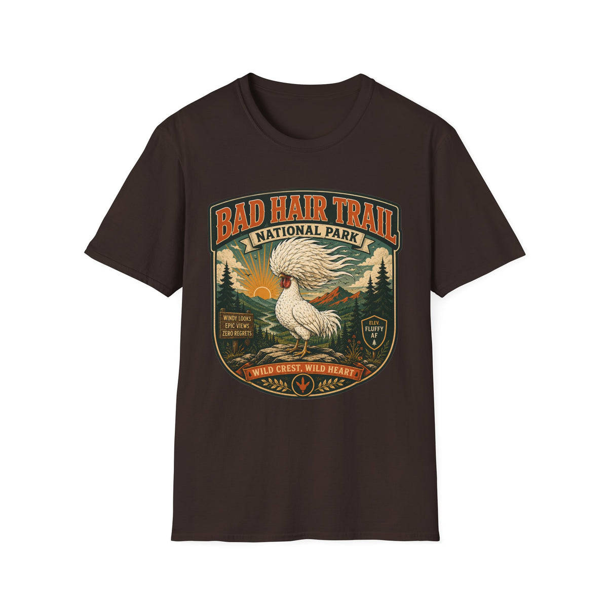 Bad Hair Trail Adventure Badge Polish Chicken T-shirt, photo 7