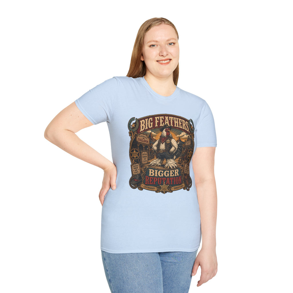 Big Feathers, Bigger Reputation Brahma T-Shirt — Bold Rooster Graphic Tee