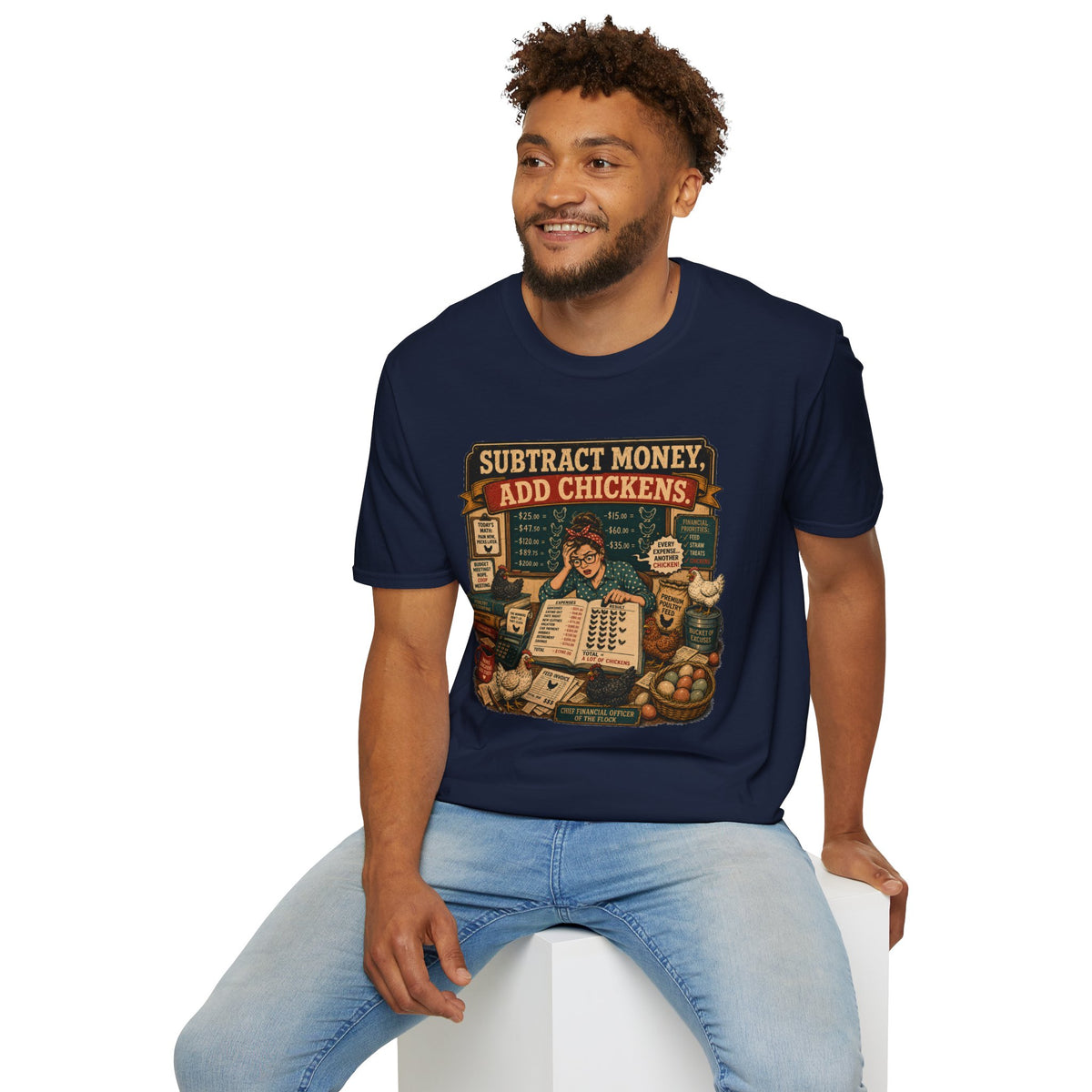 Subtract Money Add Chickens T-Shirt — Chicken Math Budget Tee