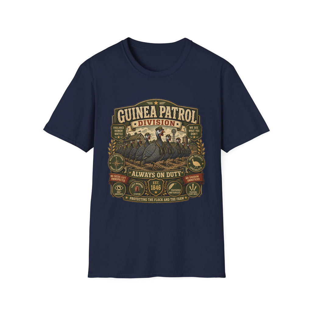 Guinea Patrol Division T-Shirt — Always On Duty Farm Security Tee