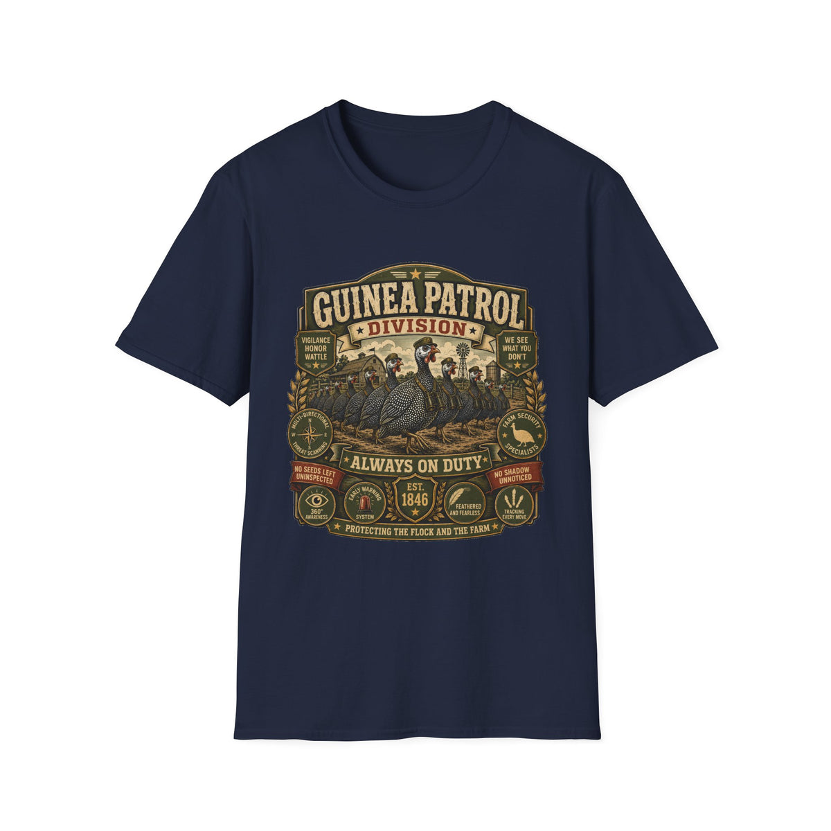 Guinea Patrol Division T-Shirt — Always On Duty Farm Security Tee