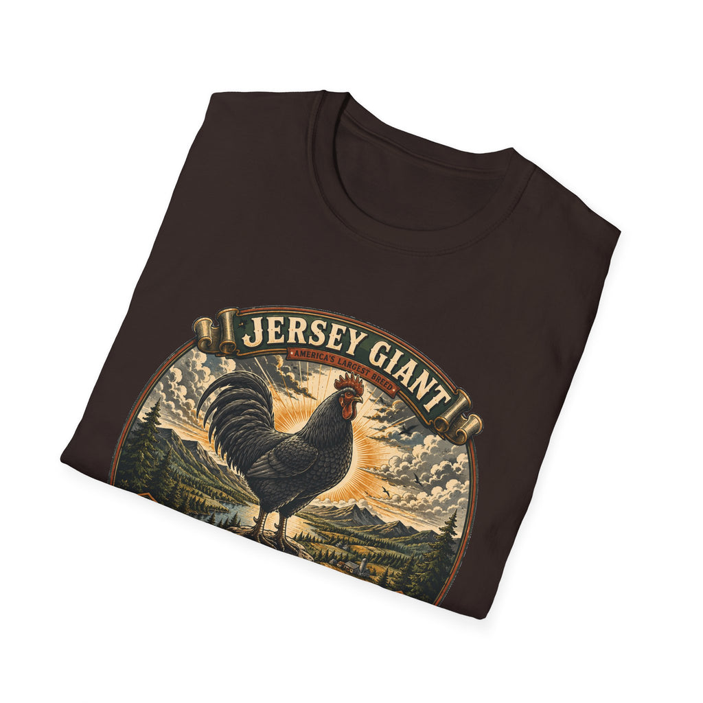 Jersey Giant Heritage Badge T-Shirt — America's Largest Breed Rooster Tee