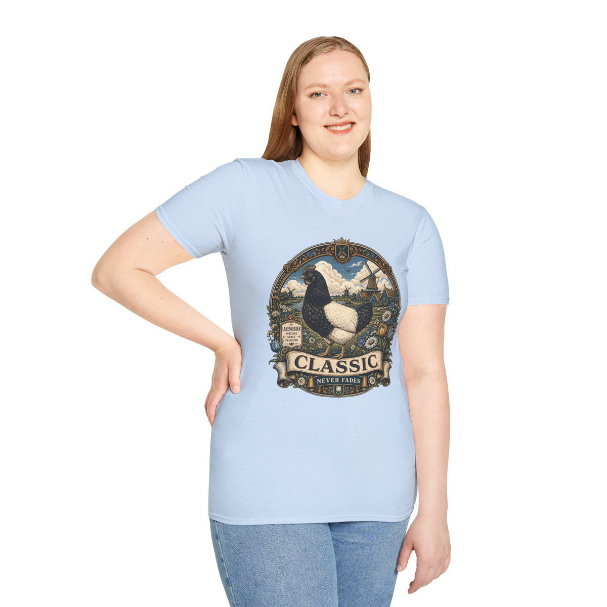Lakenvelder Heritage Badge T-Shirt — Classic Never Fades Rooster Tee