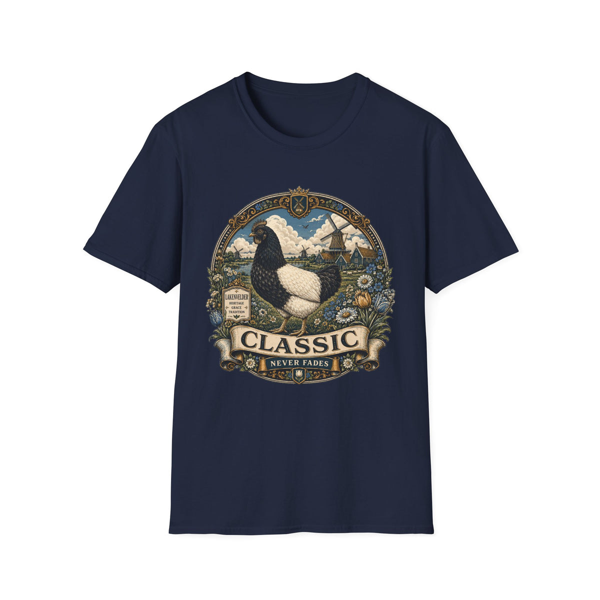 Lakenvelder Heritage Badge T-Shirt — Classic Never Fades Rooster Tee