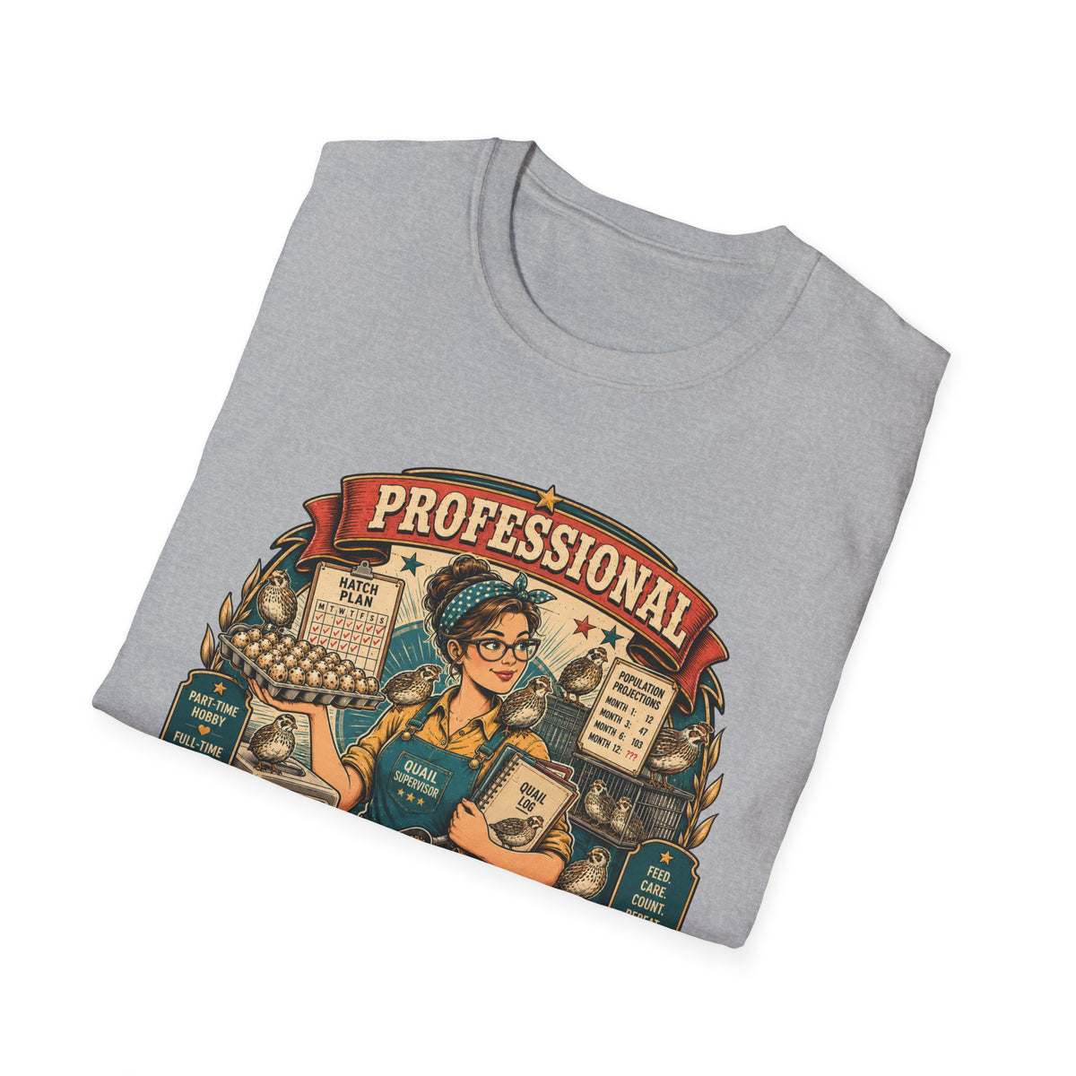 Tiny Bird Enthusiast Badge T-Shirt — Quail Keeper Vintage Graphic Tee