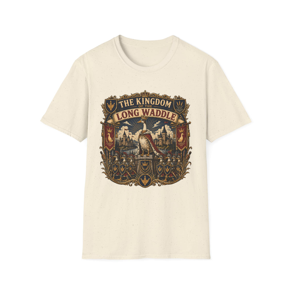 The Kingdom of the Long Waddle T-Shirt — Indian Runner Duck Crest Tee