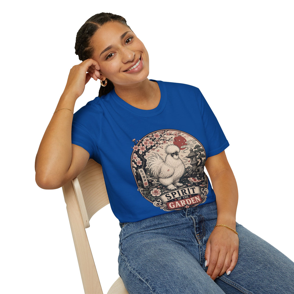 Blossom Garden Silkie T-Shirt — Japanese Woodblock Hen Tee