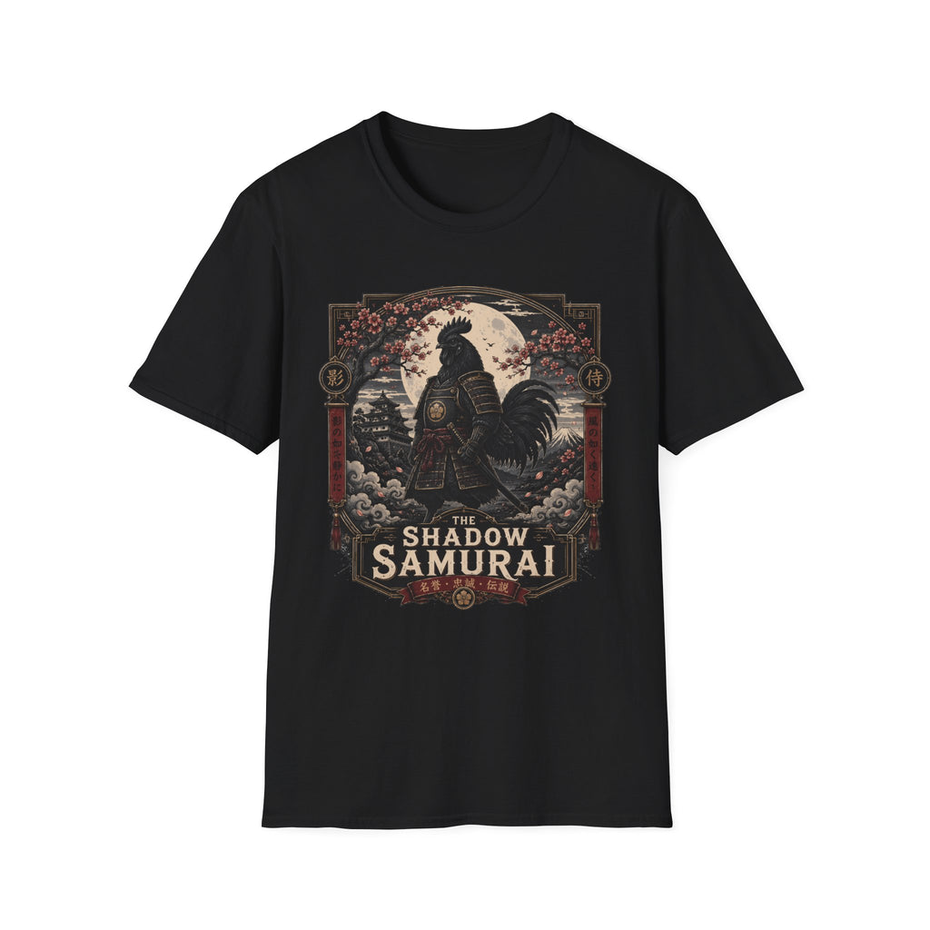 Shadow Samurai Ayam Cemani T-Shirt — Moonrise Warrior Rooster Tee
