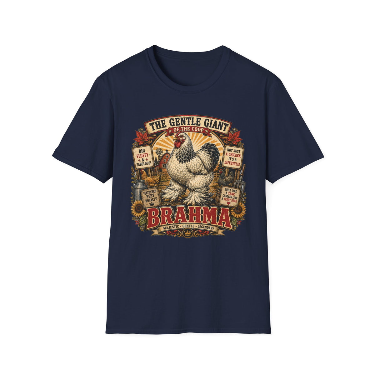 The Gentle Giant of the Coop Brahma T-Shirt — Big Fluffy Farmhouse Tee