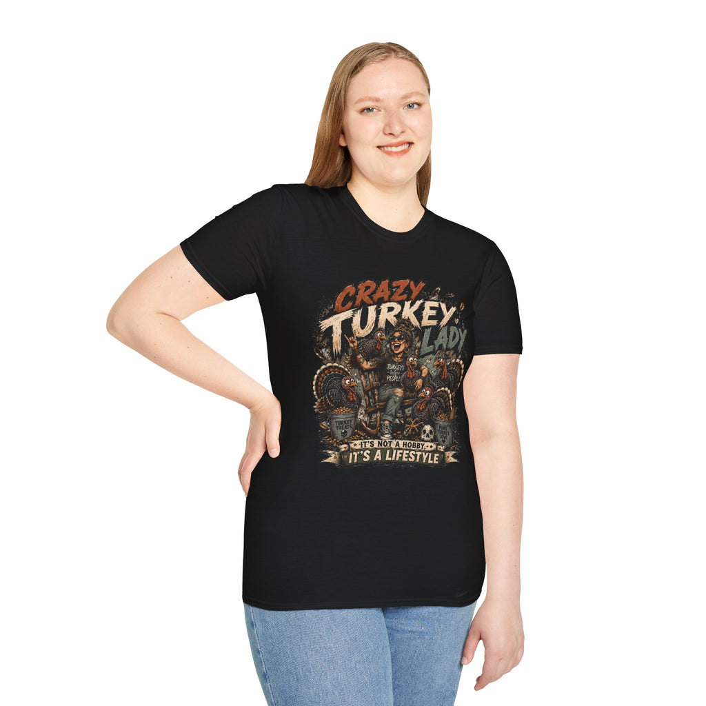 Crazy Turkey Lady Grunge Tee — Turkeys Before People