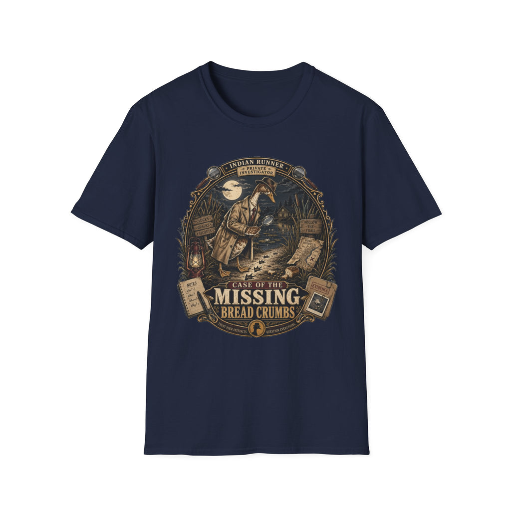 The Case of the Missing Breadcrumbs T-Shirt — Indian Runner Duck Mystery Tee
