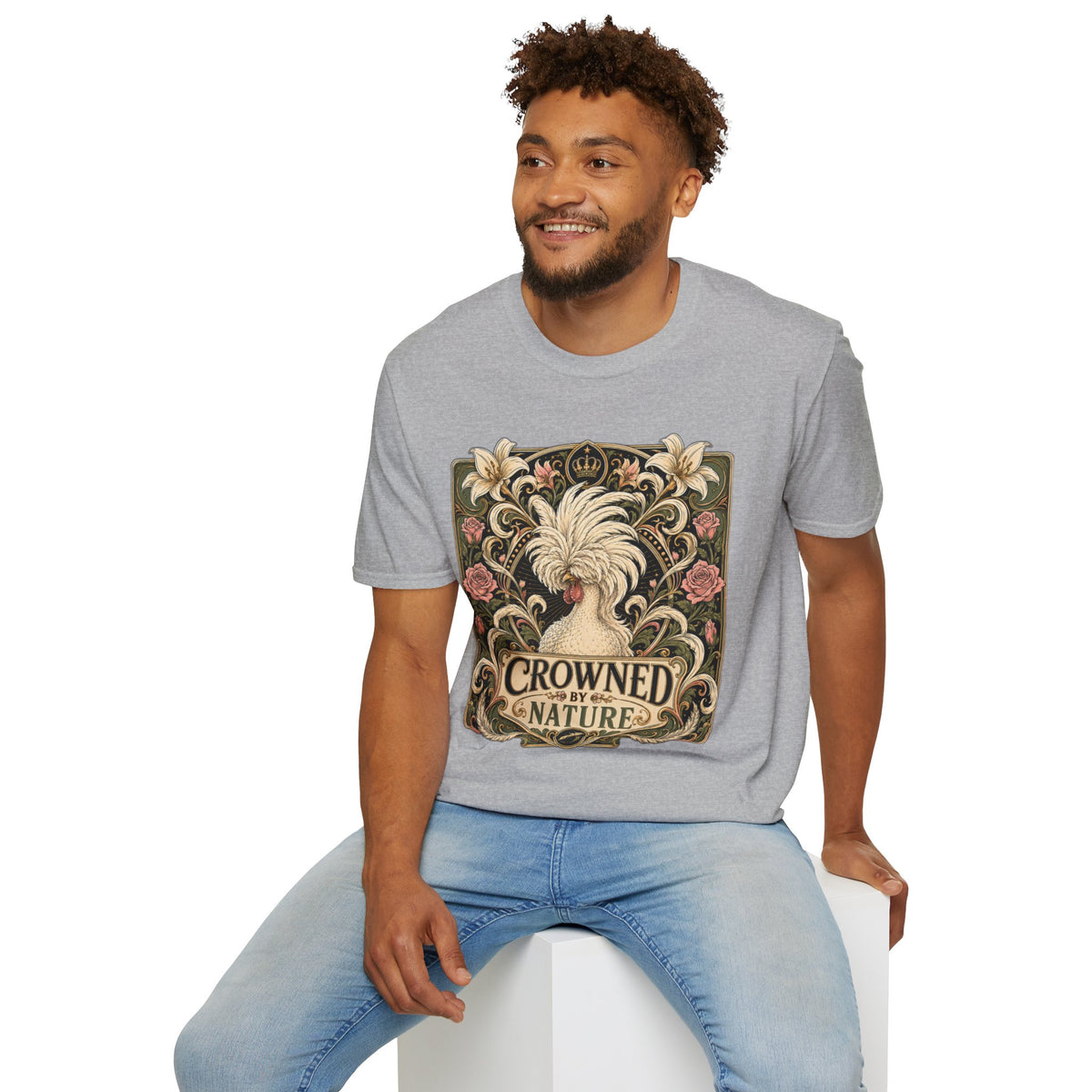 Crowned by Nature Polish Chicken T-Shirt — Vintage Botanical Hen Tee
