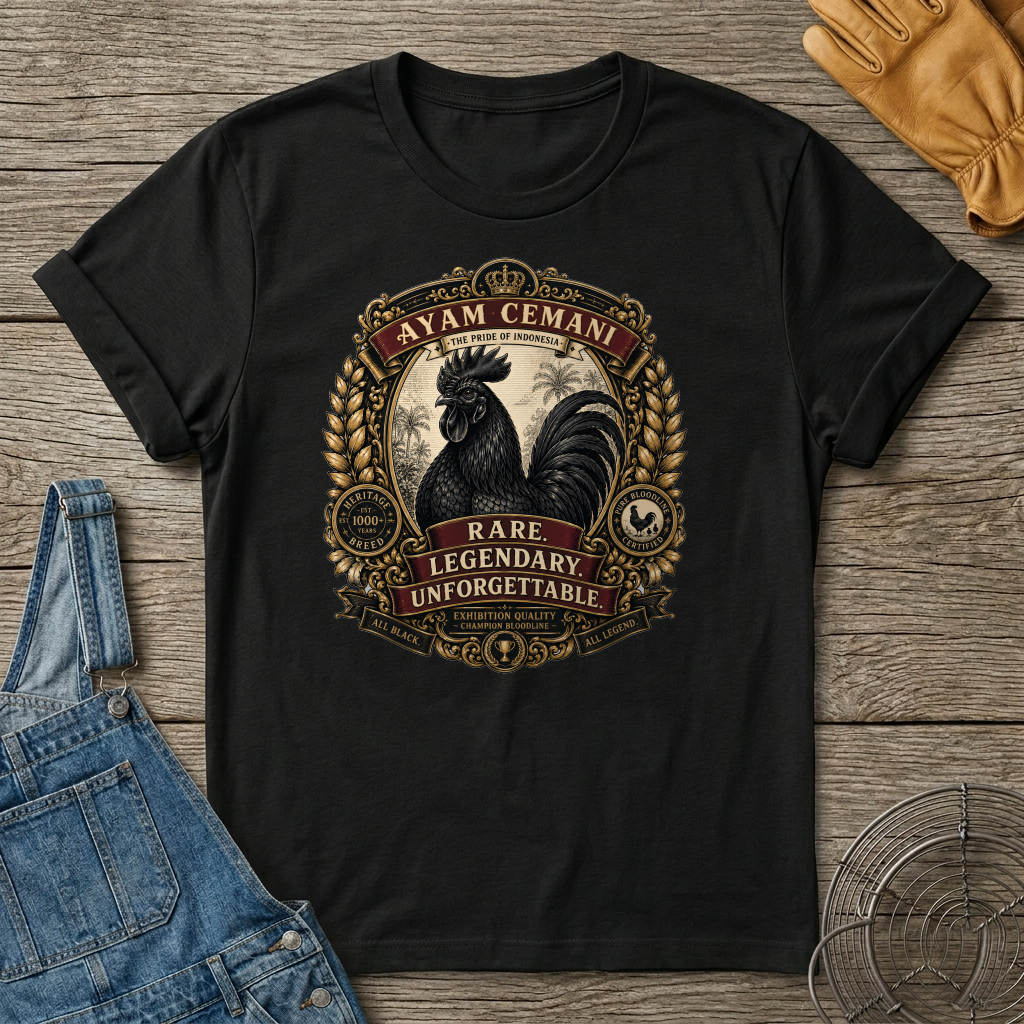 Ayam Cemani Heritage Badge T-shirt by FeatherPunk