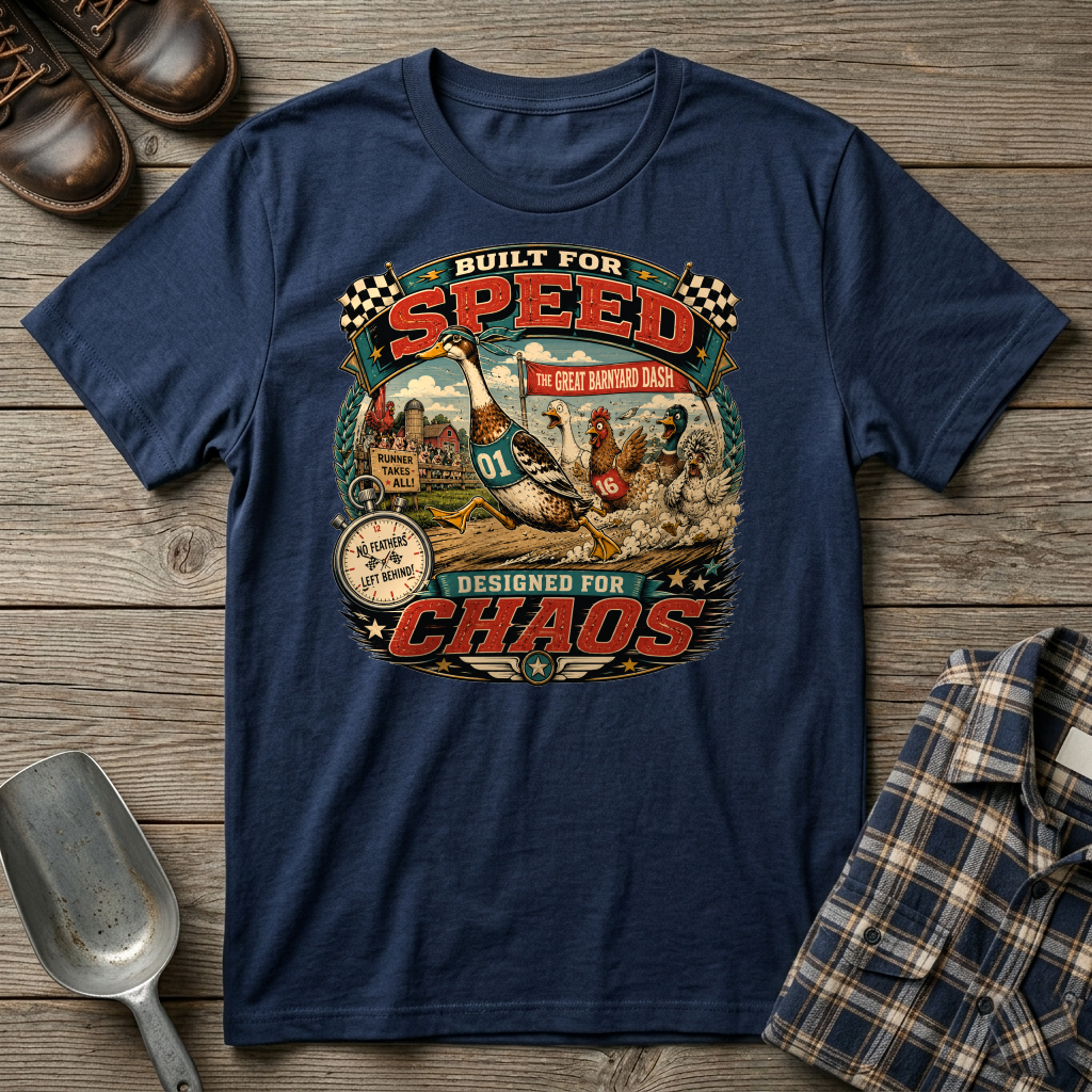 Built for Speed Barnyard Dash Indian Runner T-shirt by FeatherPunk