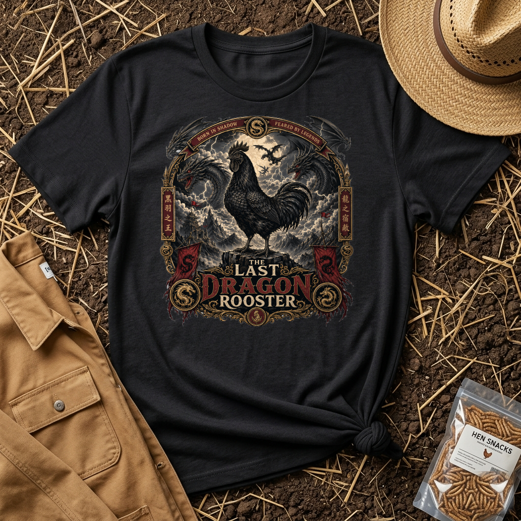 The Last Dragon Rooster Ayam Cemani T-shirt by FeatherPunk