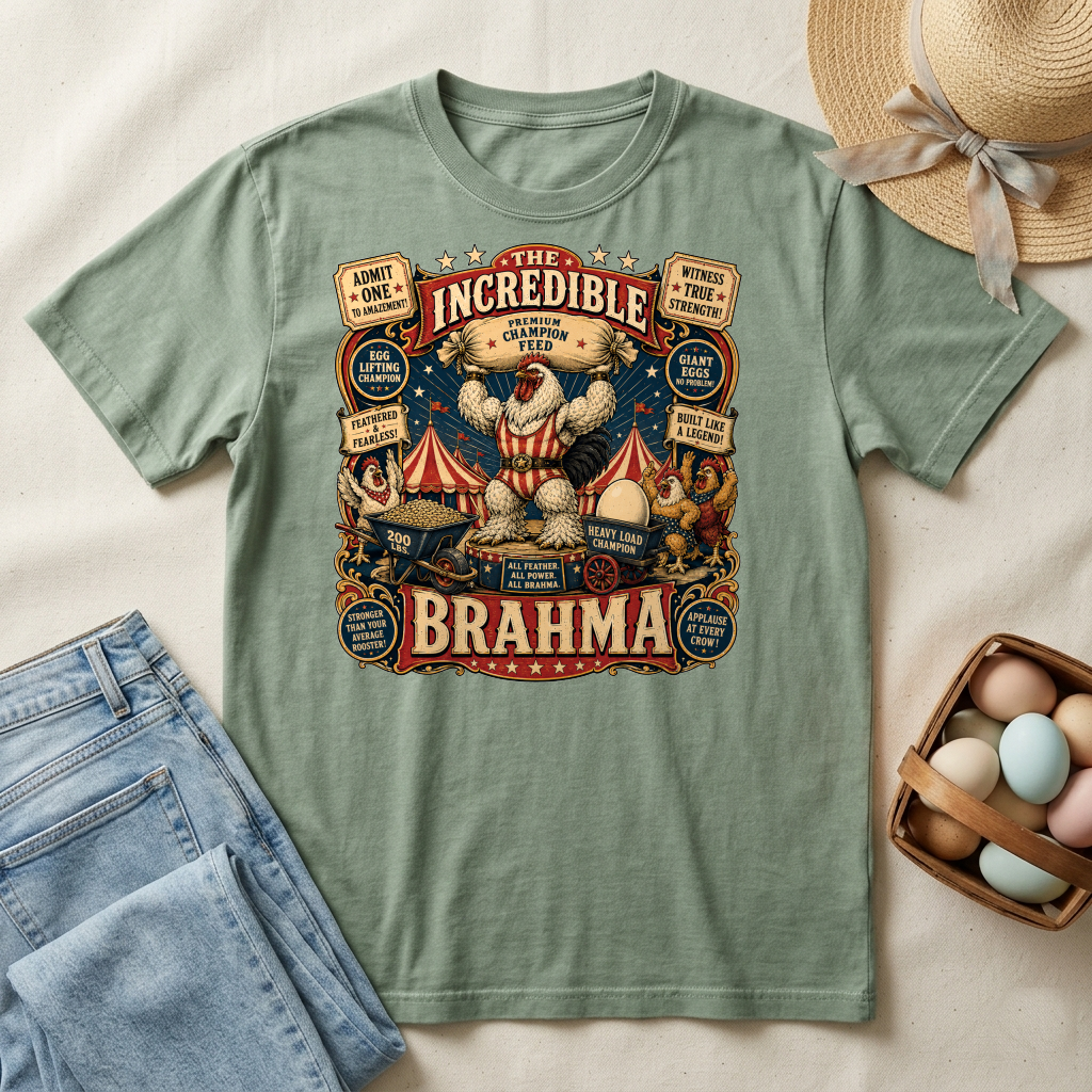 Incredible Feathered Strongman Brahma T-shirt by FeatherPunk
