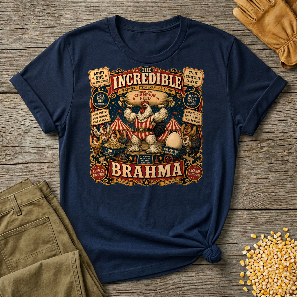 Incredible Feathered Strongman Brahma T-shirt by FeatherPunk
