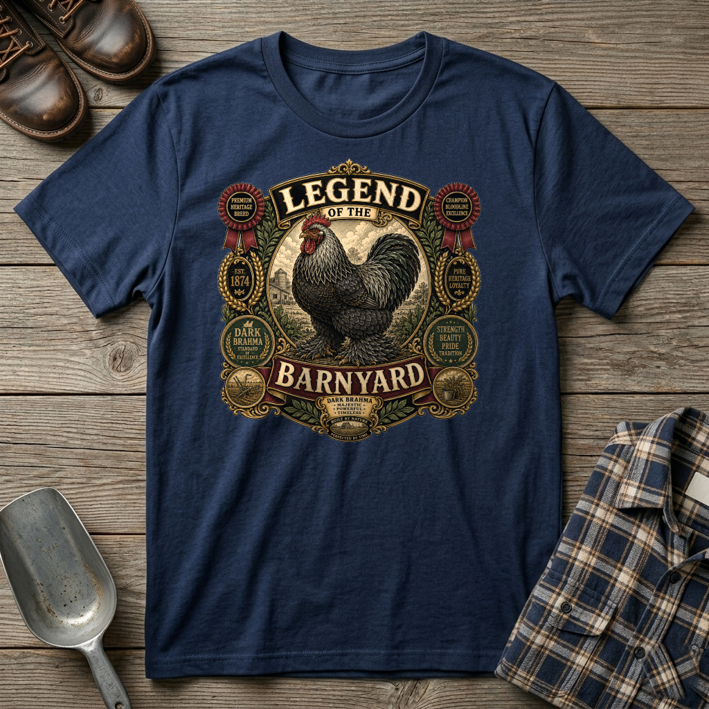 Legend of the Barnyard Dark Brahma T-shirt by FeatherPunk