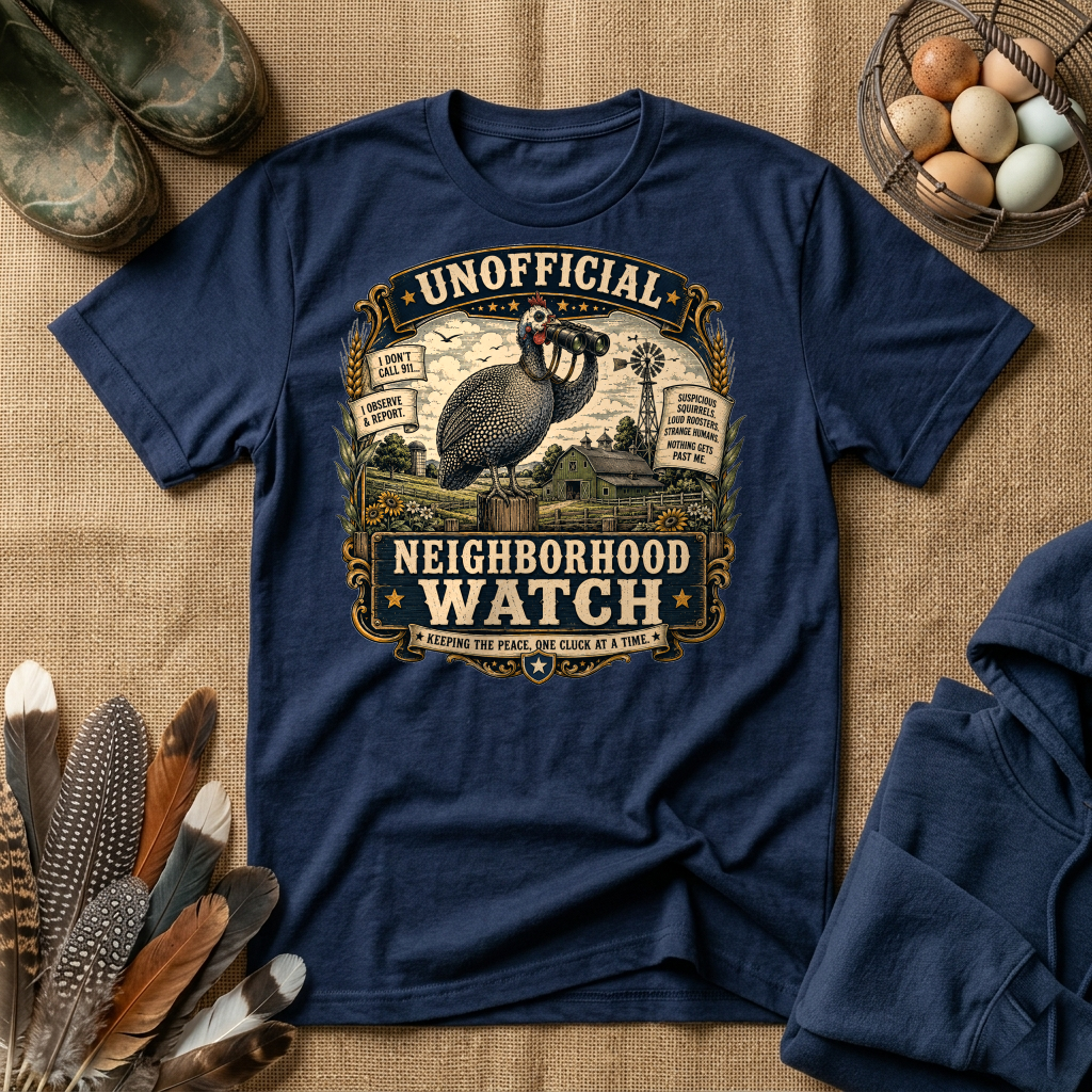 Unofficial Neighborhood Watch Guinea Fowl T-shirt by FeatherPunk