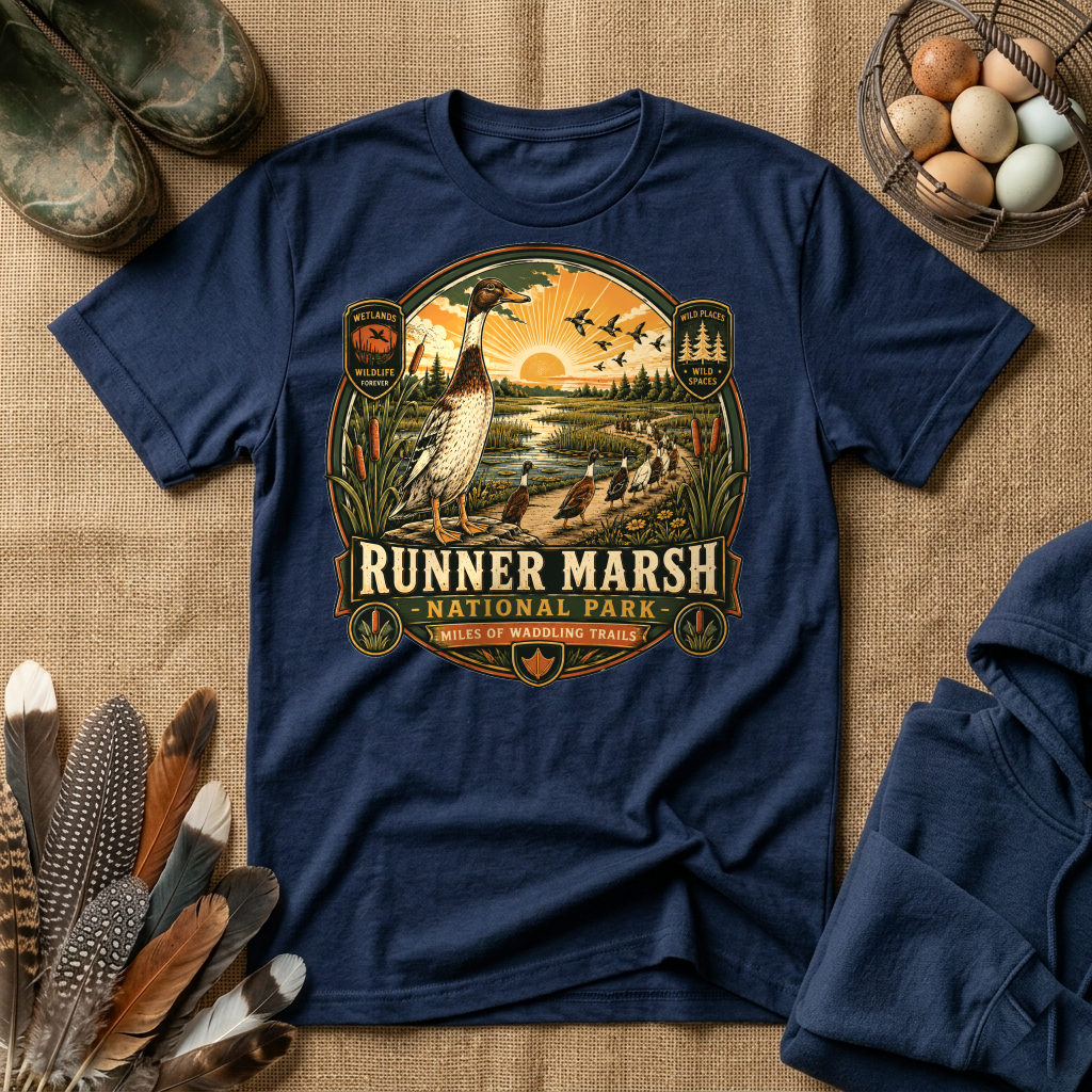 Runner Marsh National Park Badge Indian Runner T-shirt by FeatherPunk