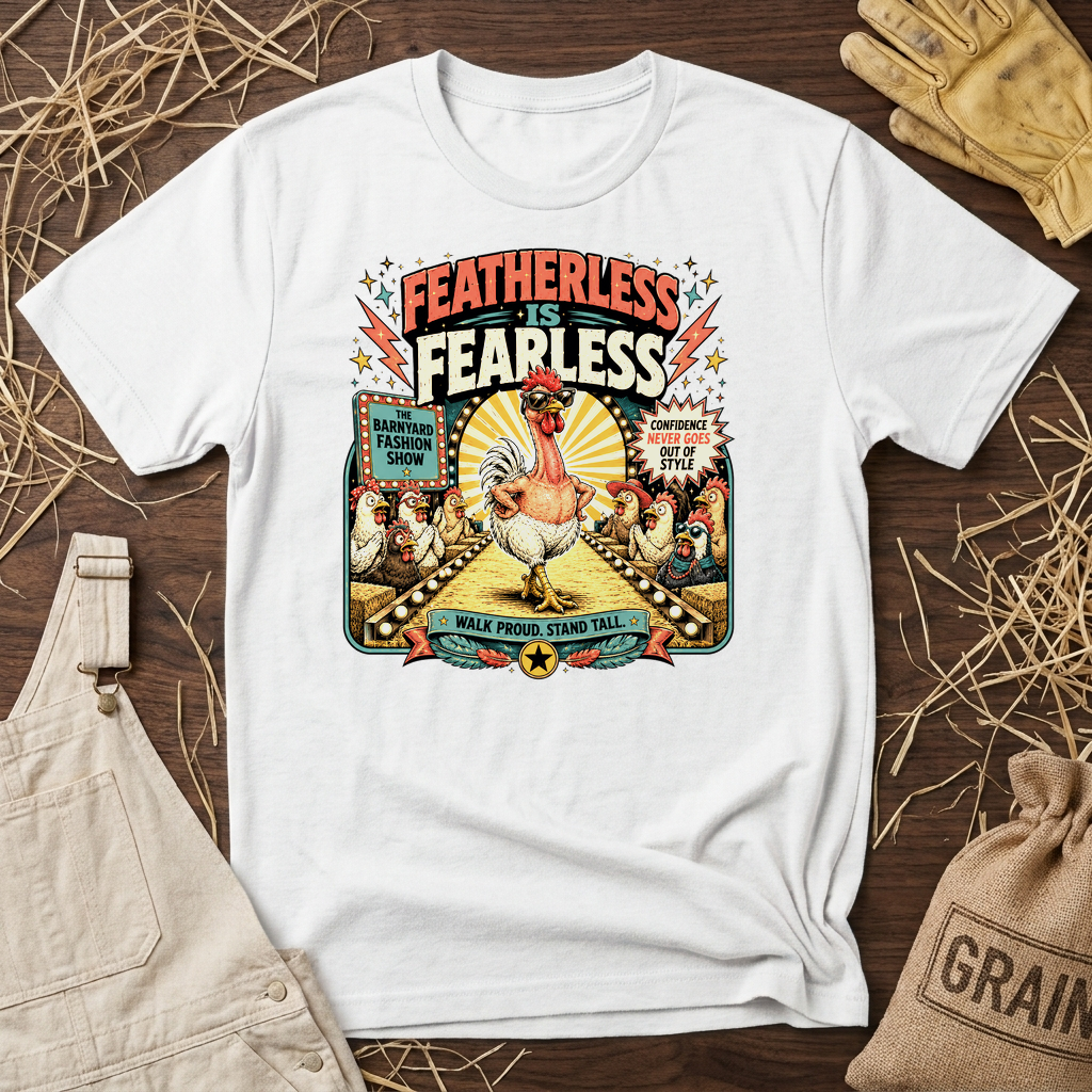 Featherless is Fearless Fashion Show Naked Neck T-shirt by FeatherPunk