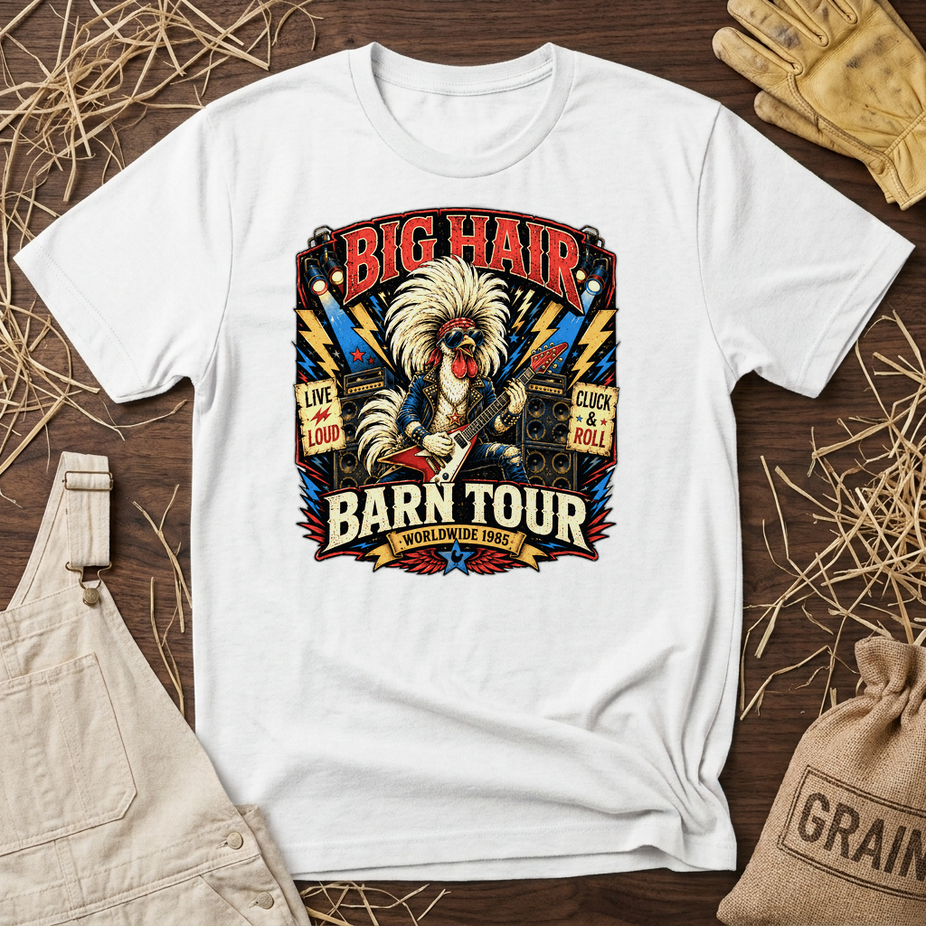 Big Hair Rock Star Concert Polish Chicken T-shirt by FeatherPunk