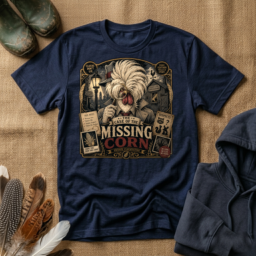 The Case of the Missing Corn Polish Chicken T-shirt by FeatherPunk