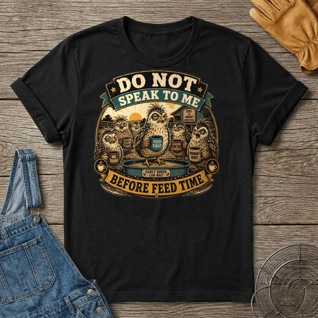 Do Not Speak to Me Before Feed Time Quail T-shirt by FeatherPunk
