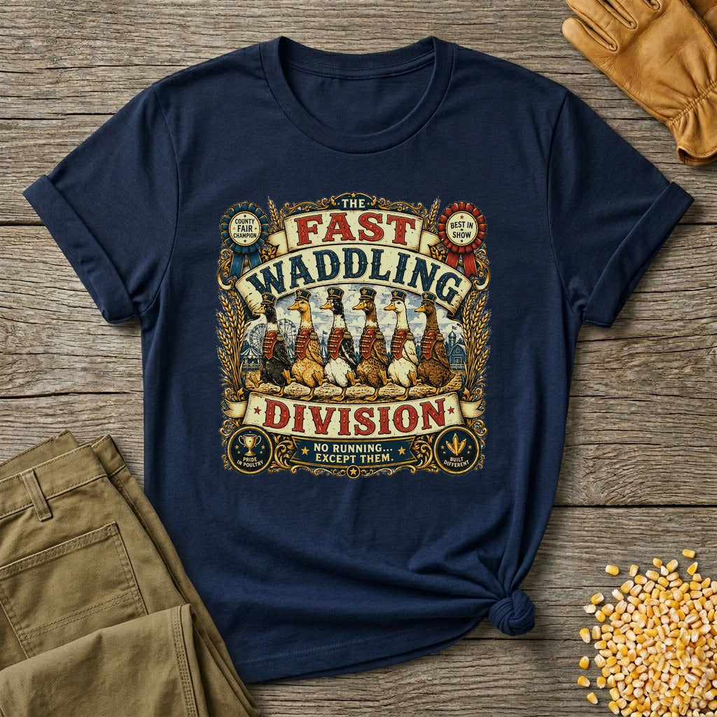 Fast Waddling Division Indian Runner T-shirt by FeatherPunk