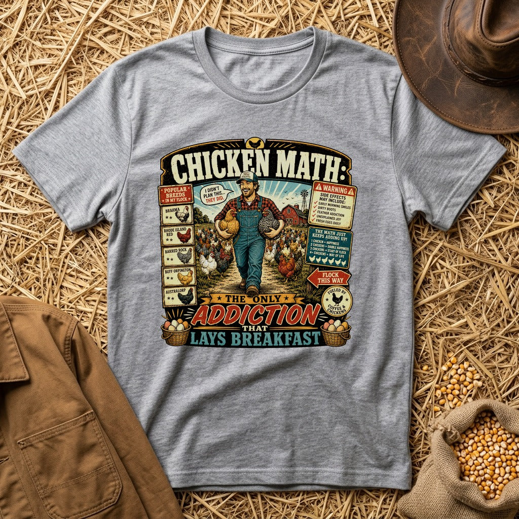 Chicken Math Farm Fun T-shirt by FeatherPunk
