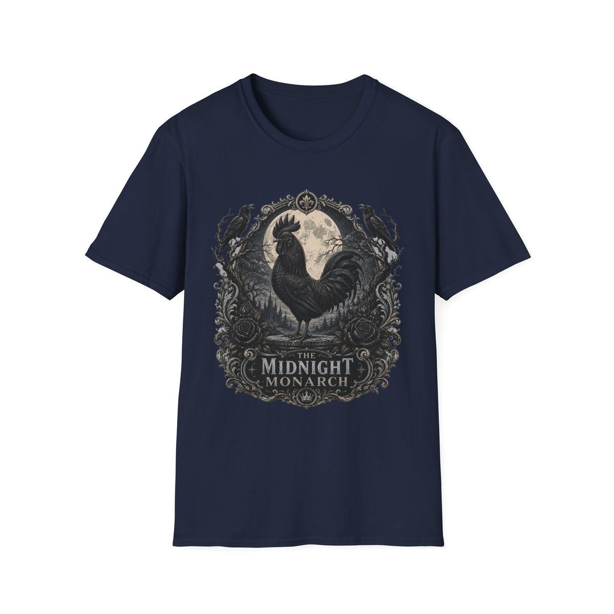 The Midnight Monarch Ayam Cemani T-Shirt — Moonlit Rooster Graphic Tee