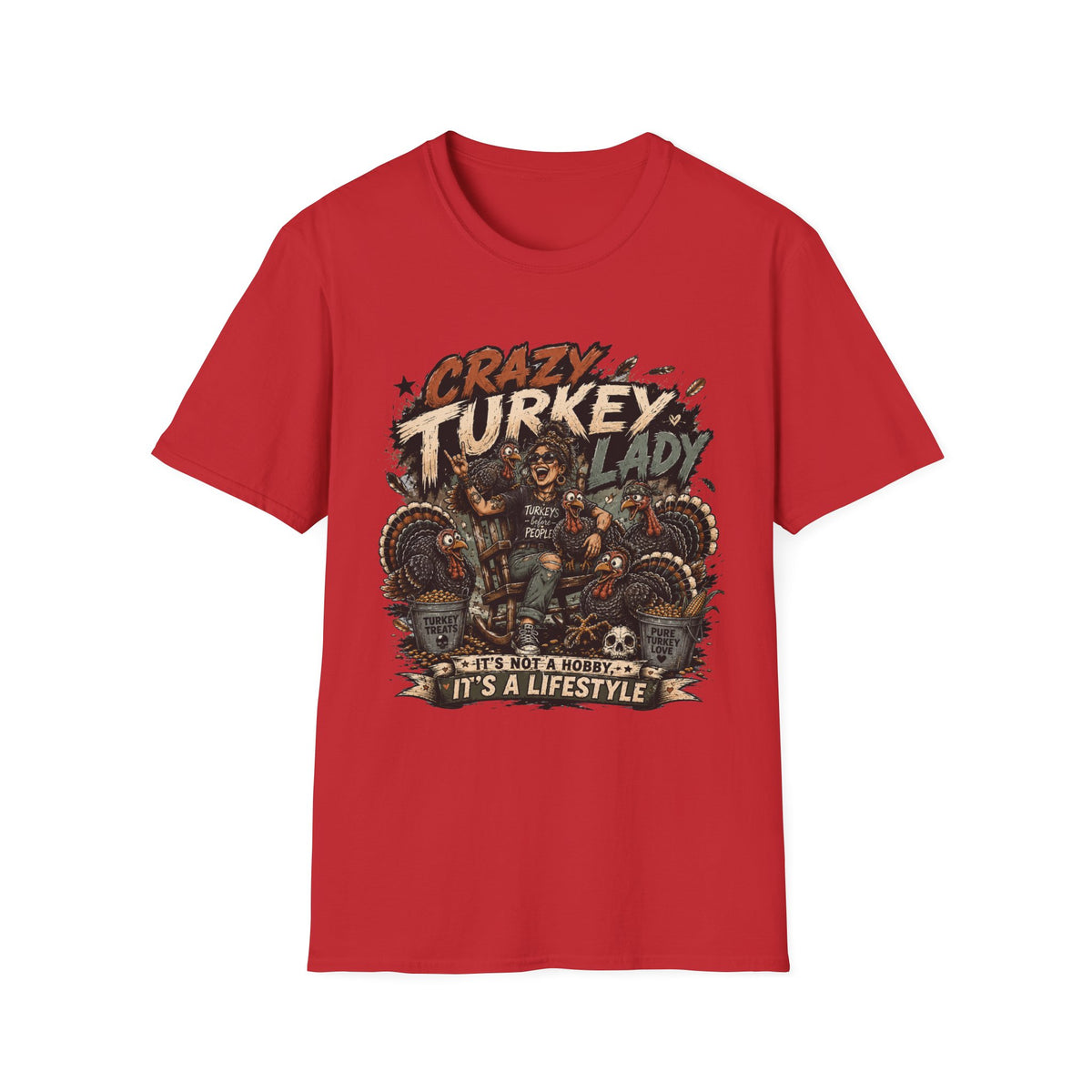 Crazy Turkey Lady Grunge Tee — Turkeys Before People