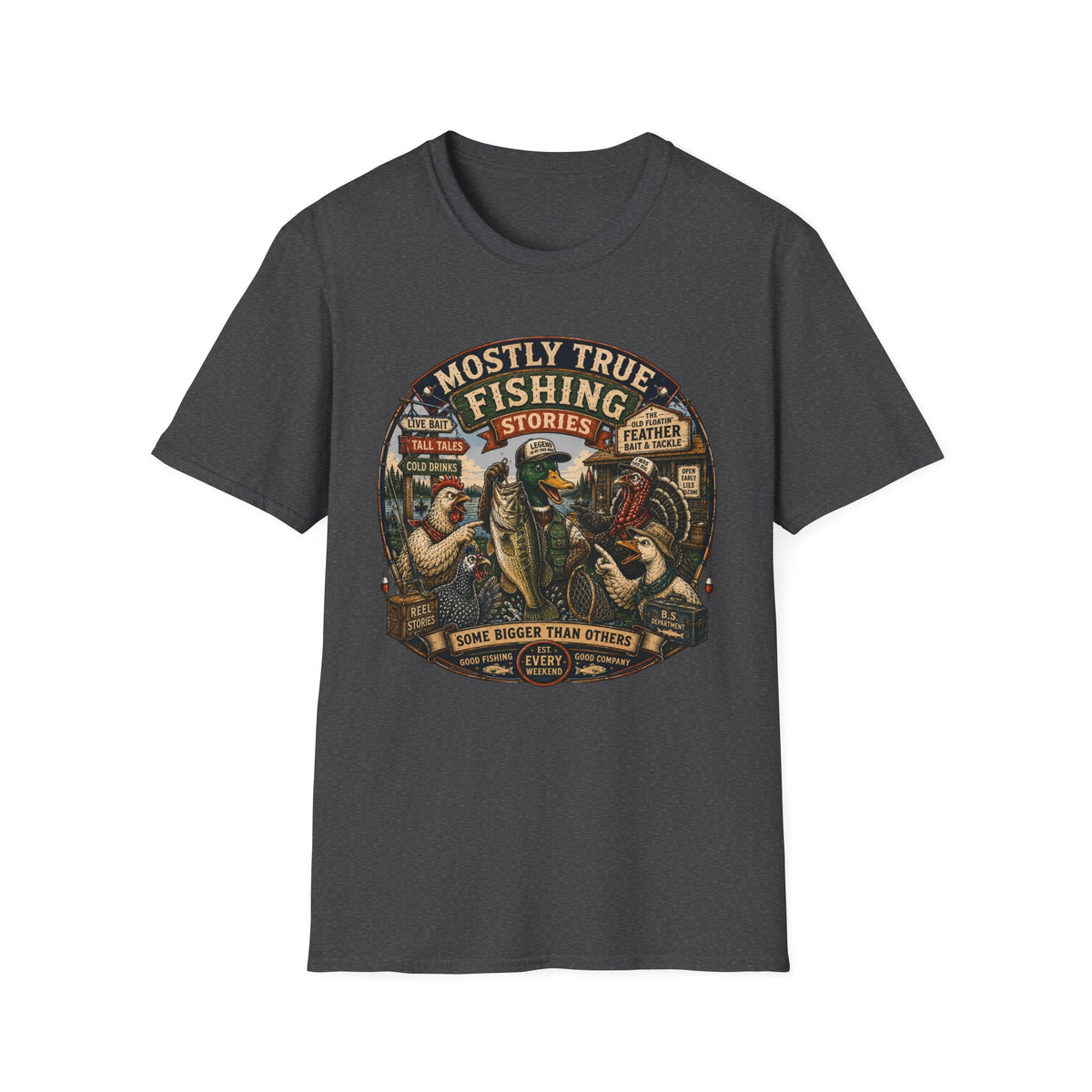 Mostly True Fishing Stories vintage fishing T-shirt, photo 7