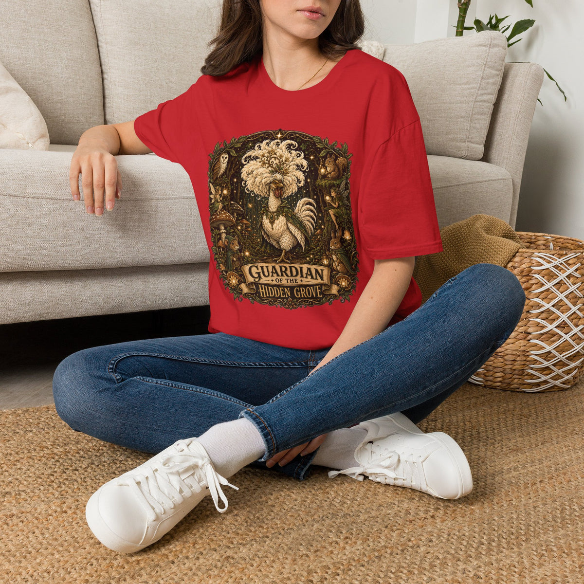 Guardian of the Hidden Grove Polish Chicken T-Shirt — Enchanted Forest Flock Tee