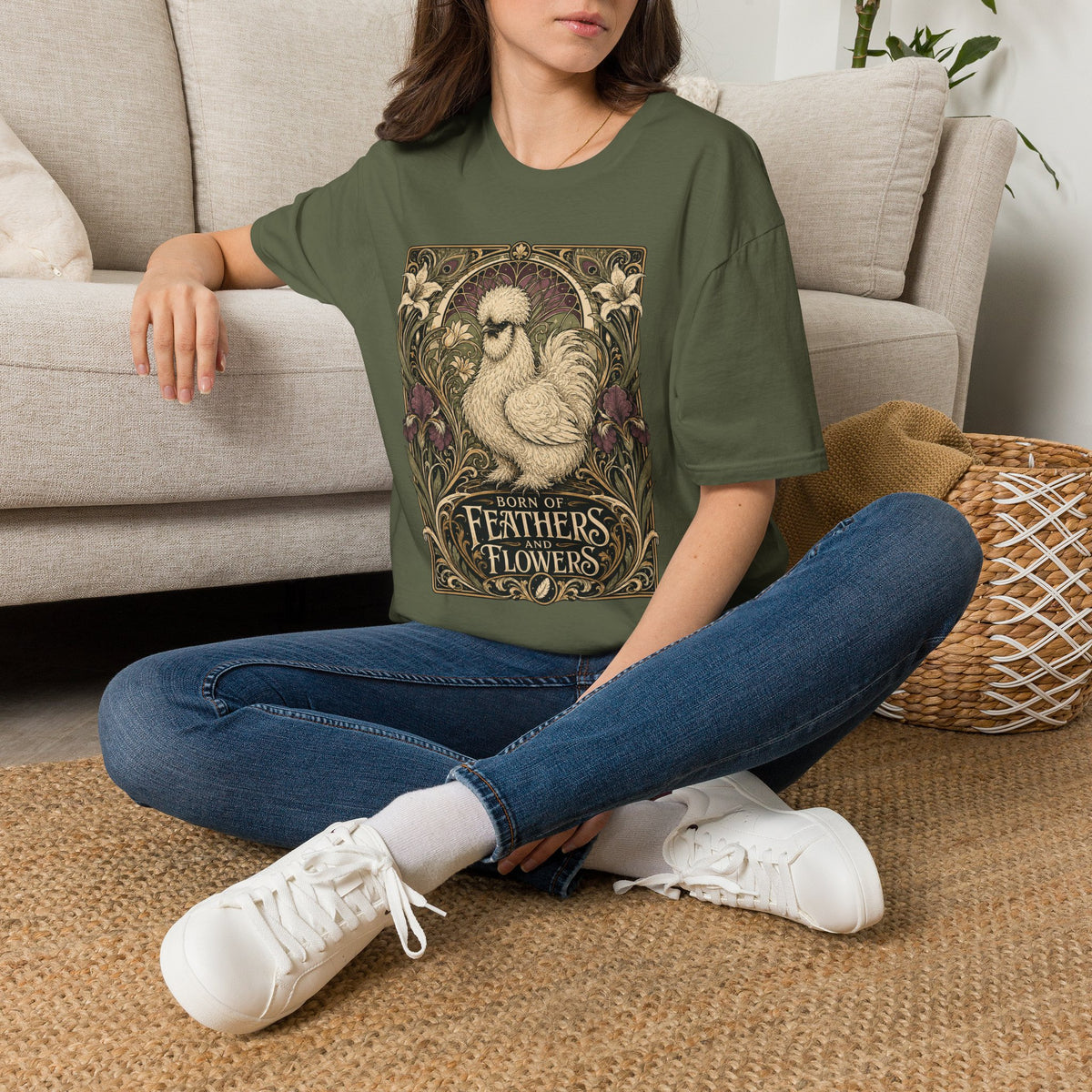 Wildflower Silkie T-Shirt — Art Nouveau Botanical Hen Tee