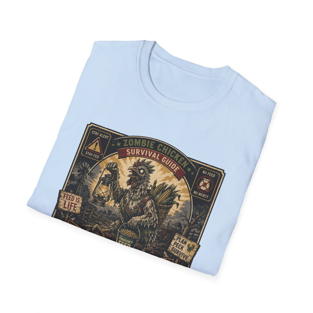 Zombie Chicken Survival Guide T-Shirt — Funny Flock Apocalypse Tee