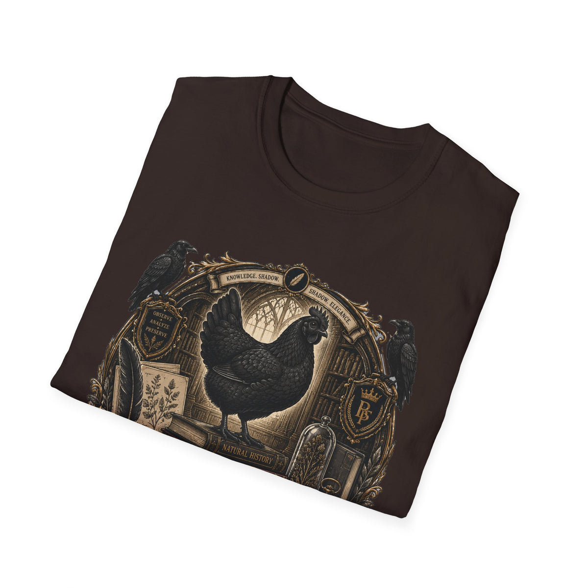 The Black Feather Society Ayam Cemani T-Shirt — Vintage Emblem Rooster Tee