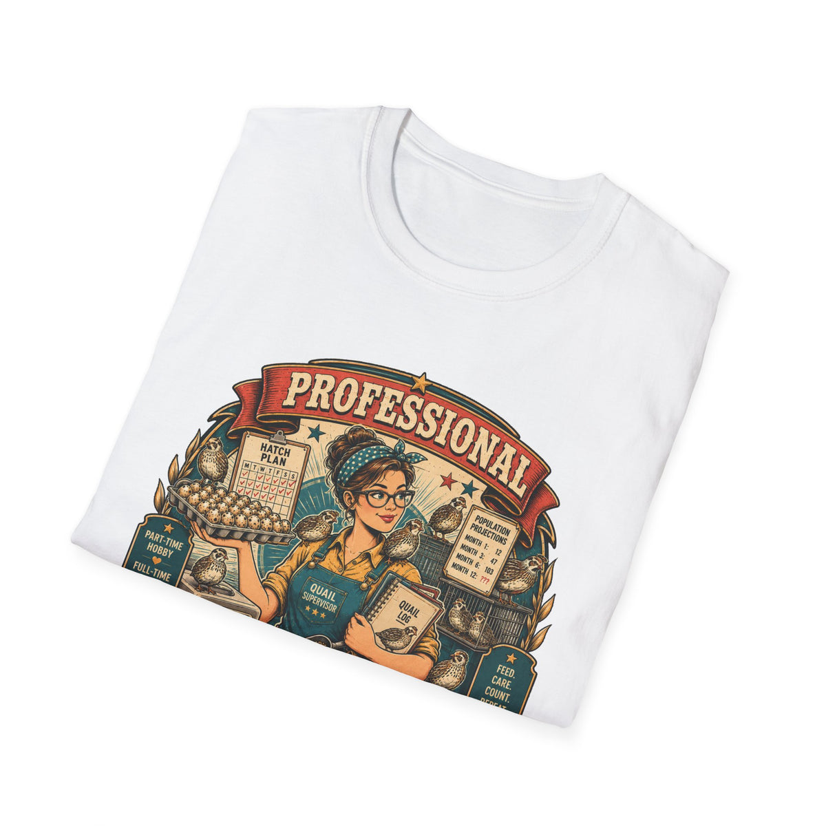Tiny Bird Enthusiast Badge T-Shirt — Quail Keeper Vintage Graphic Tee