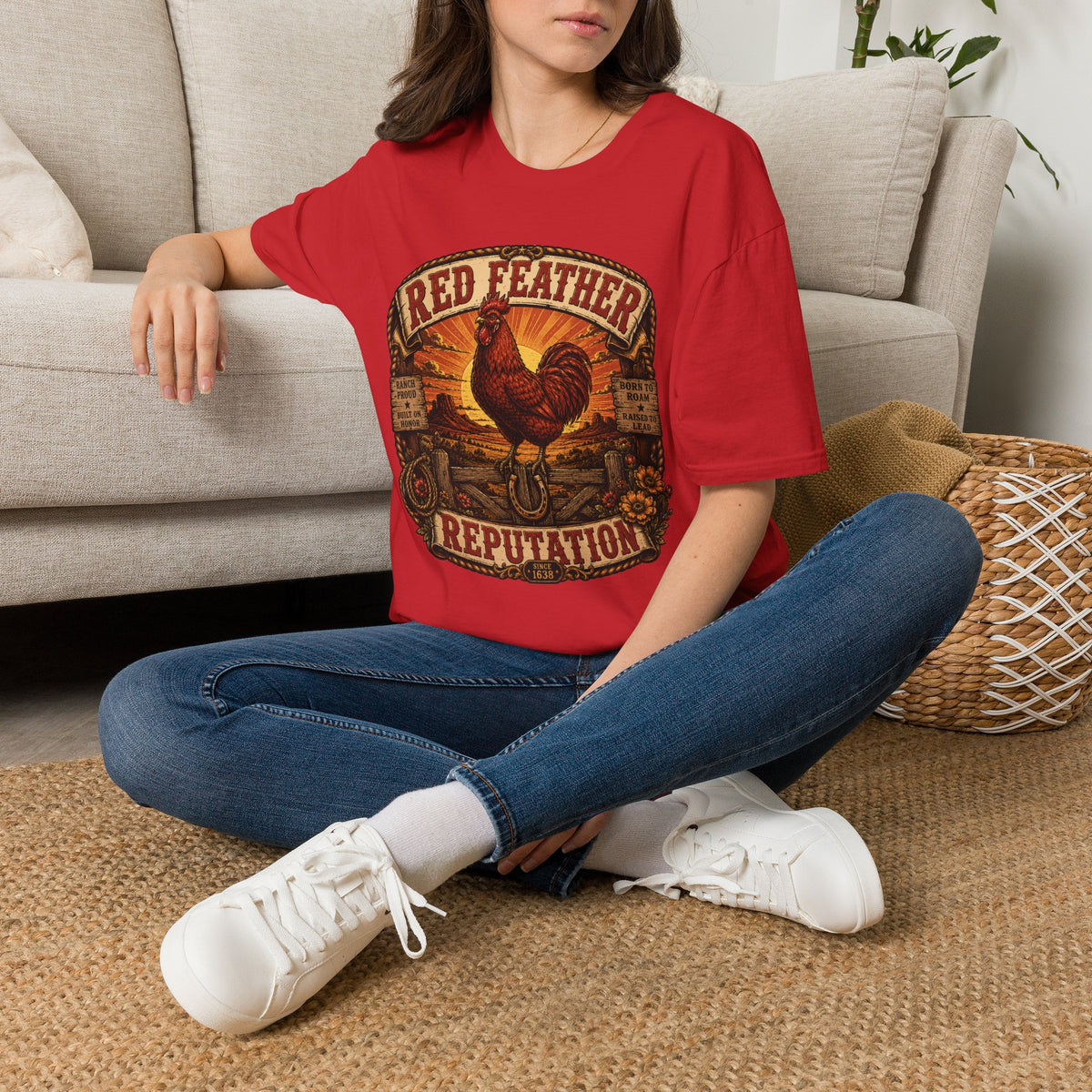Red Feather Ranch Emblem T-Shirt — Rhode Island Red Heritage Tee