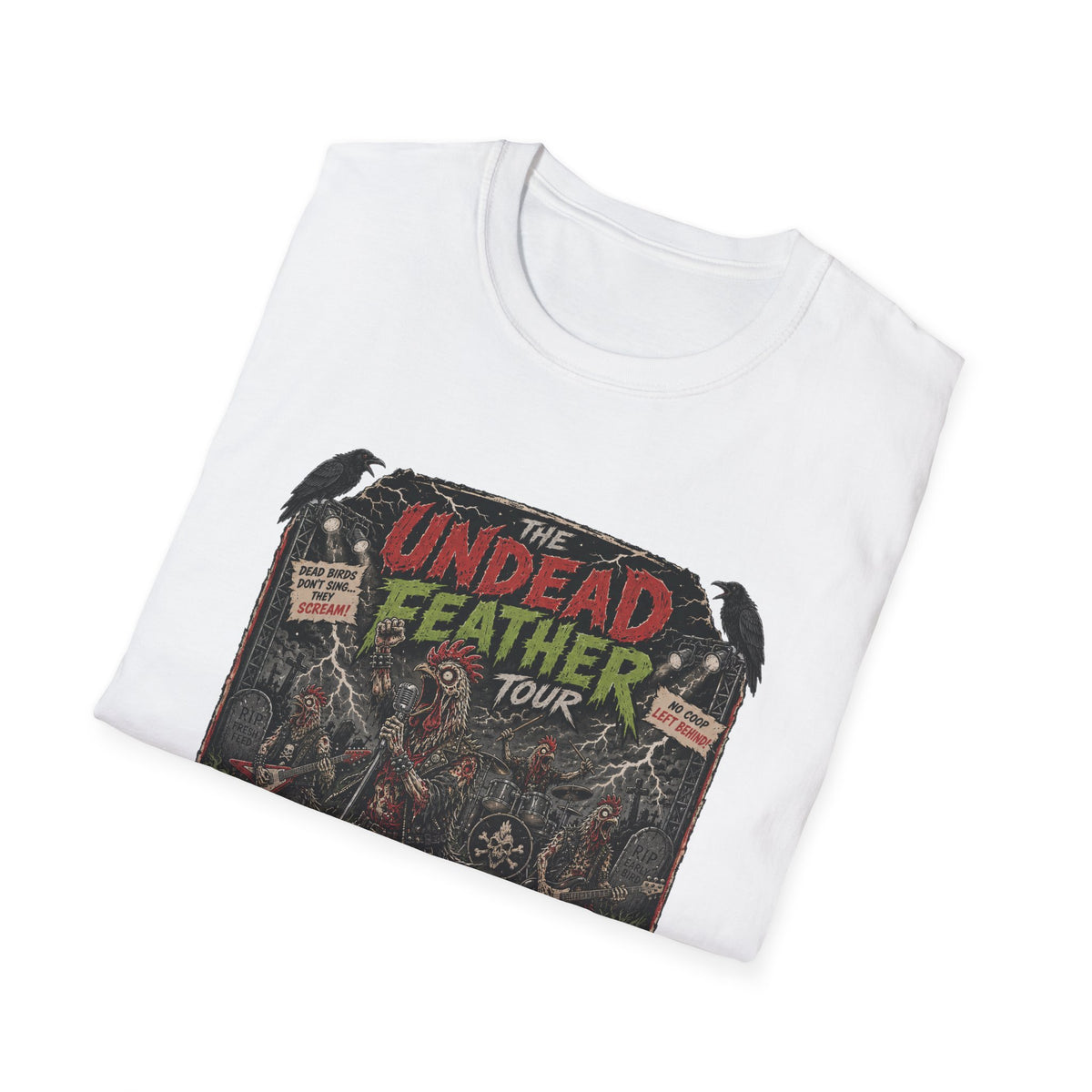 Undead Feather Tour T-Shirt — Zombie Chicken Concert Tee