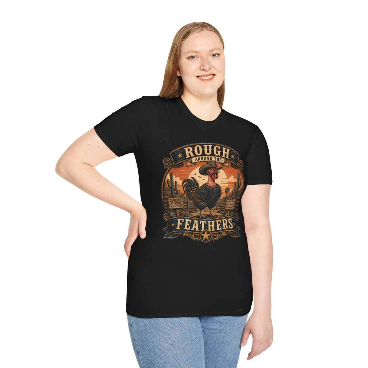 Rough Feathers and Desert Pride Naked Neck T-Shirt — Untamed Spirit Rooster Tee