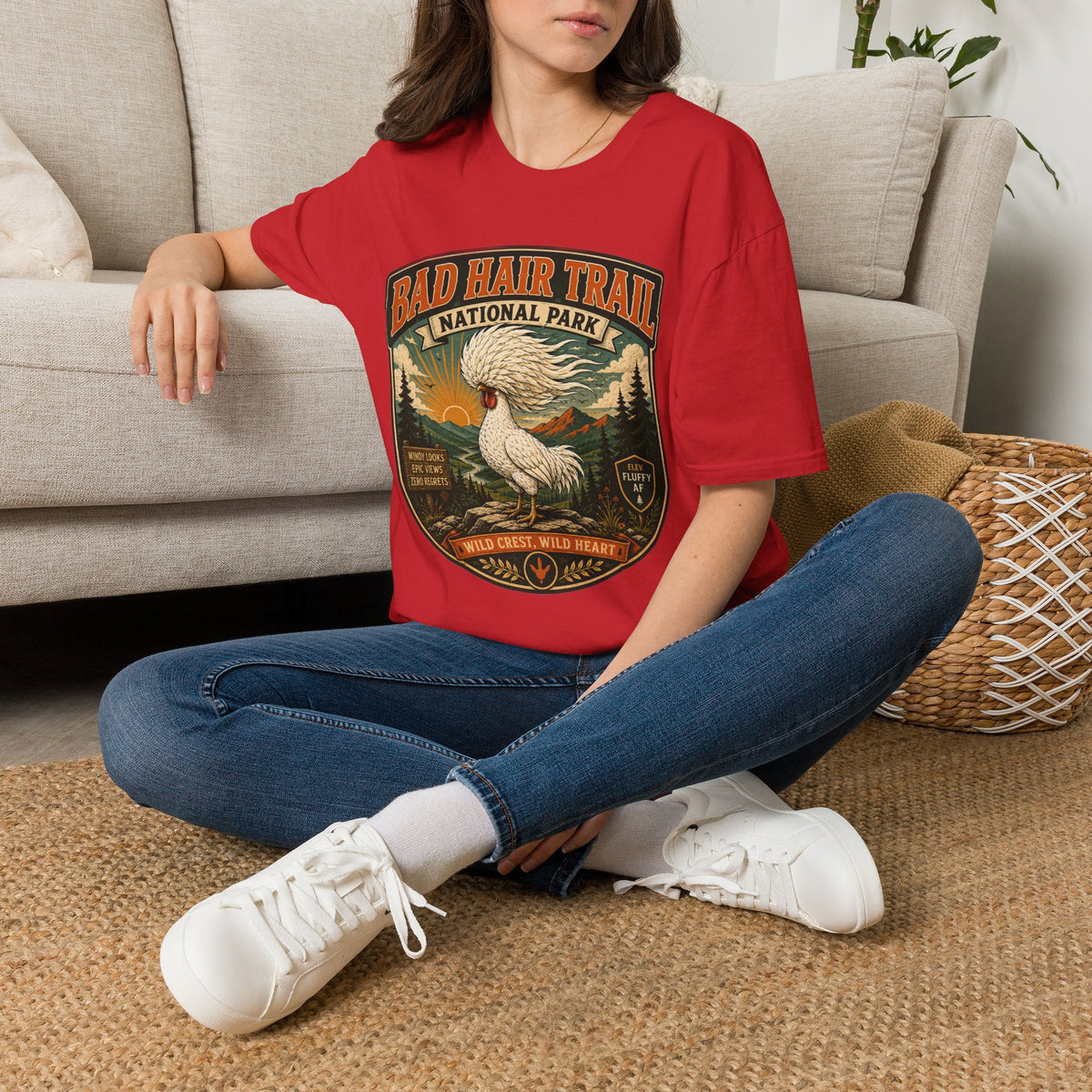 Bad Hair Trail Adventure Badge Polish Chicken T-Shirt