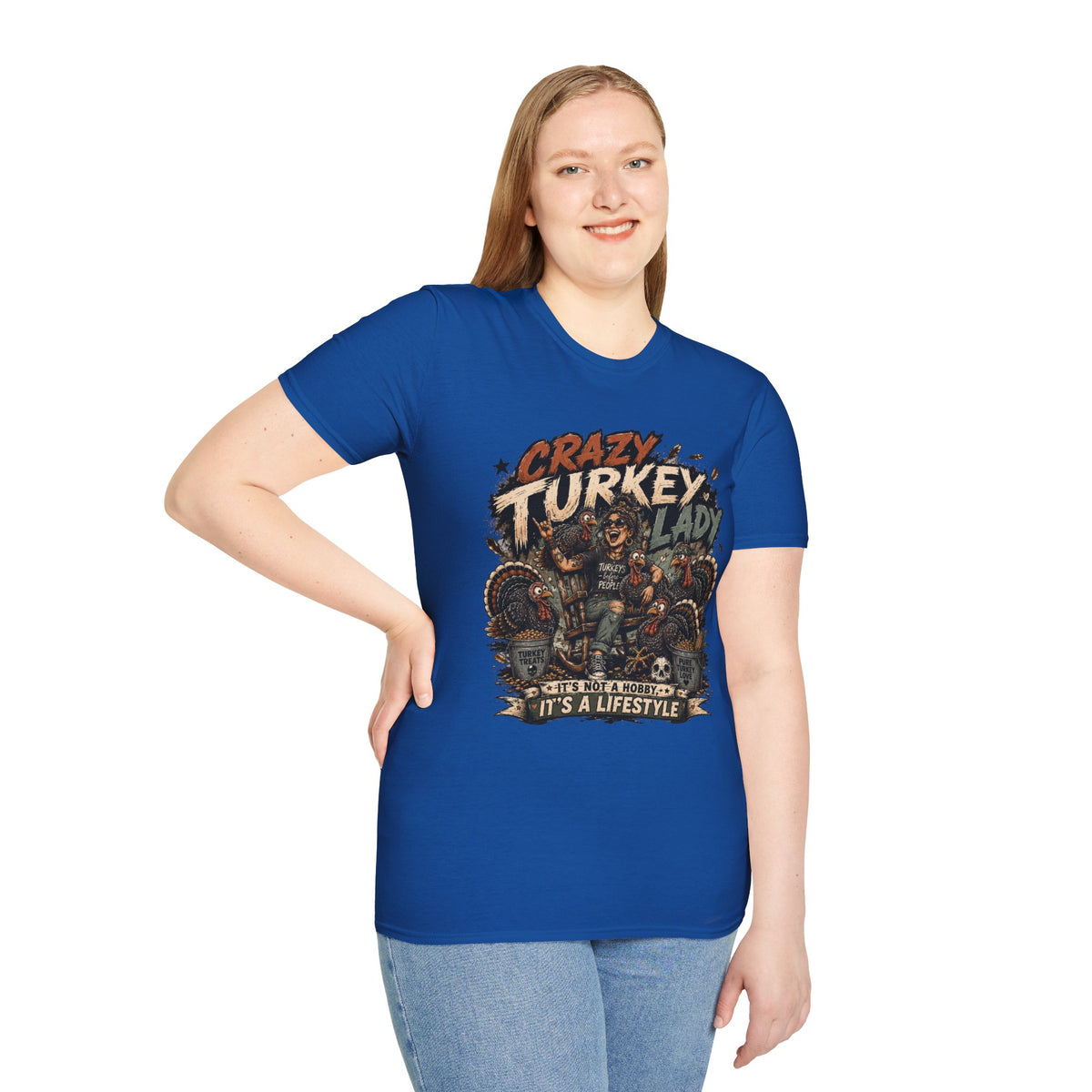 Crazy Turkey Lady Grunge Tee — Turkeys Before People