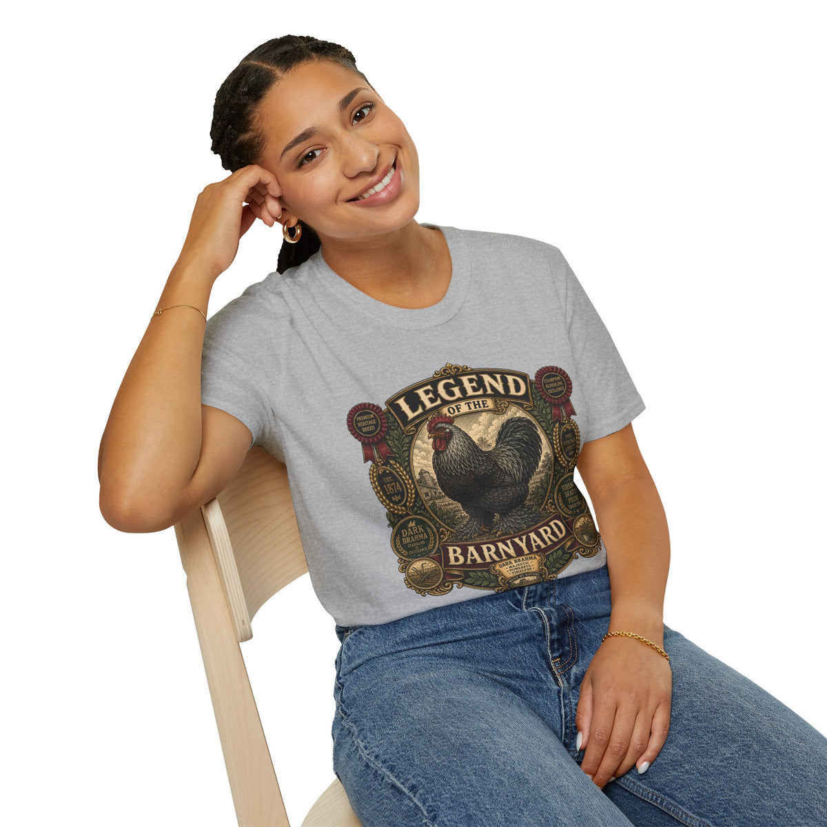 Legend of the Barnyard Dark Brahma T-Shirt — Vintage Rooster Label Tee