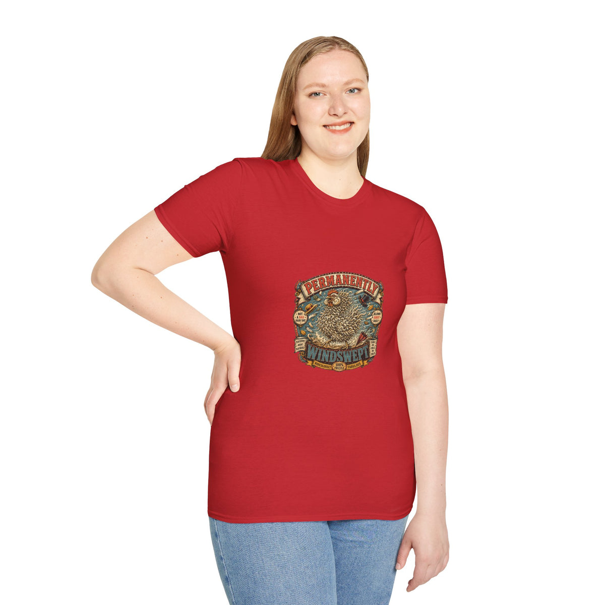Permanently Windswept Frizzle T-Shirt — Curly Feather Novelty Tee