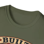 Barred Rock Rooster T-Shirt — "Built the Old Fashioned Way" Farm Vintage Tee