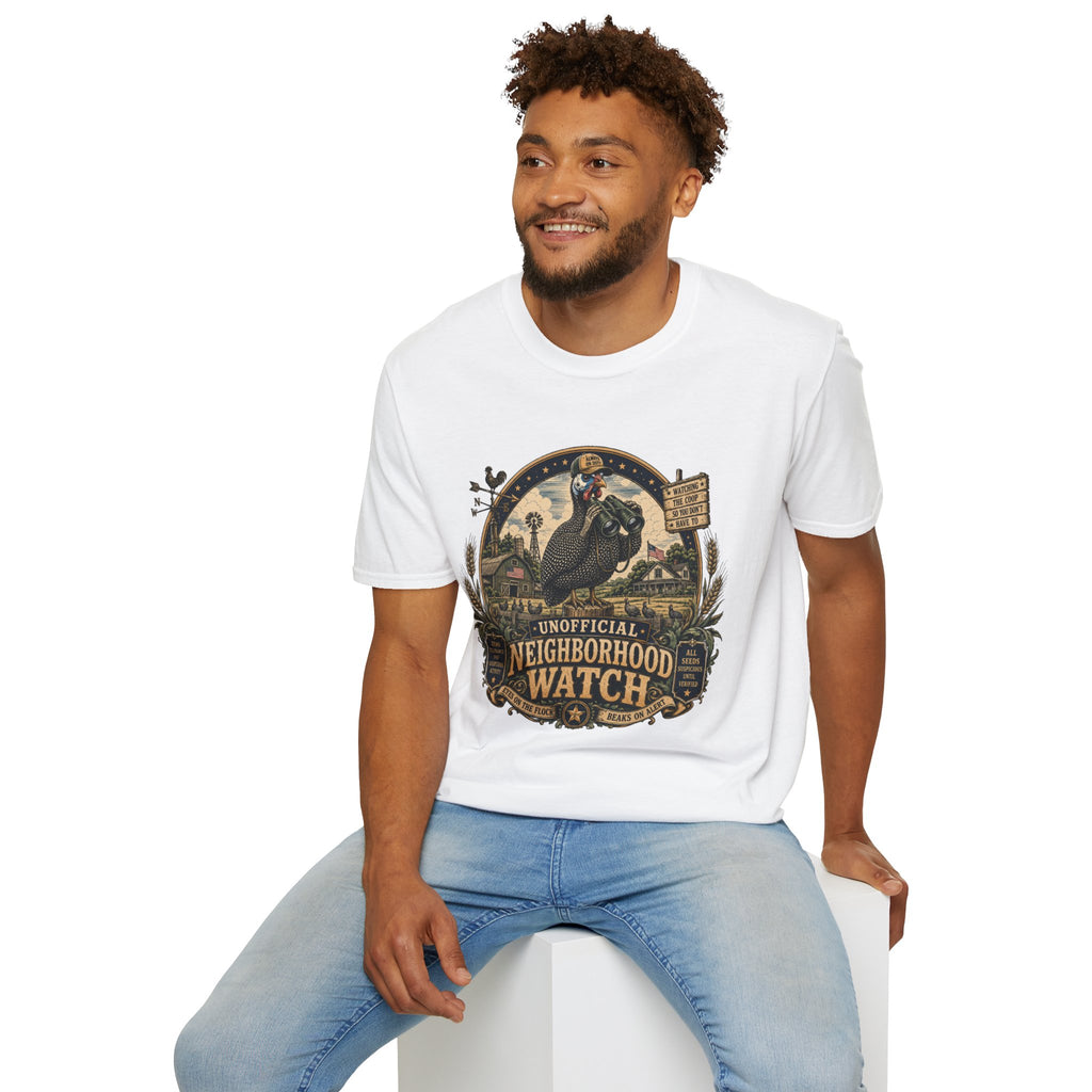 Guinea Fowl Neighborhood Watch T-Shirt — Watching The Coop So You Don't Have To Tee