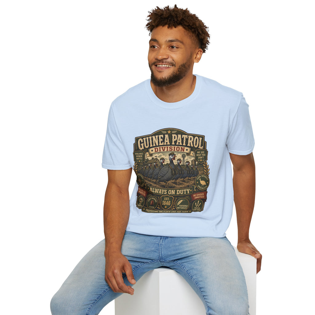 Guinea Patrol Division T-Shirt — Always On Duty Farm Security Tee