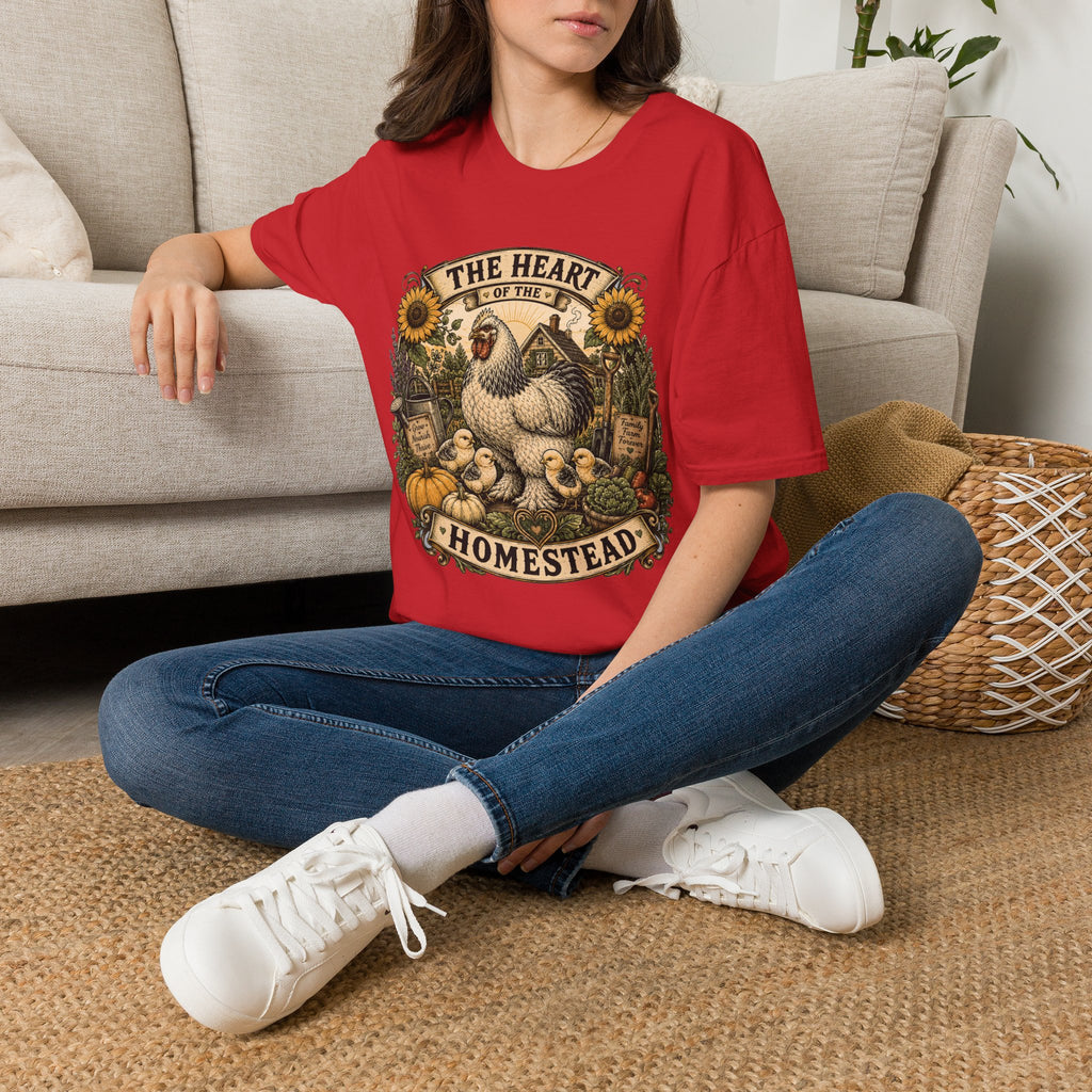 The Heart of the Homestead Brahma T-Shirt — Hen & Chicks Farmhouse Graphic Tee