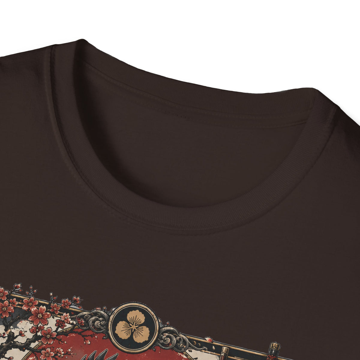 Shadow Samurai Ayam Cemani T-Shirt — Sunset Blossom Warrior Rooster Tee
